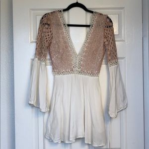 Crochet knit mini dress